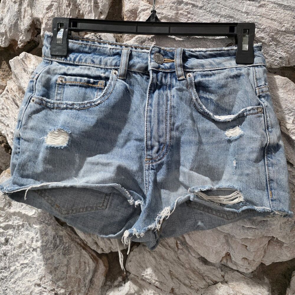 Garage Denim Women's Mom Distressed Blue Jean Shorts Size 00